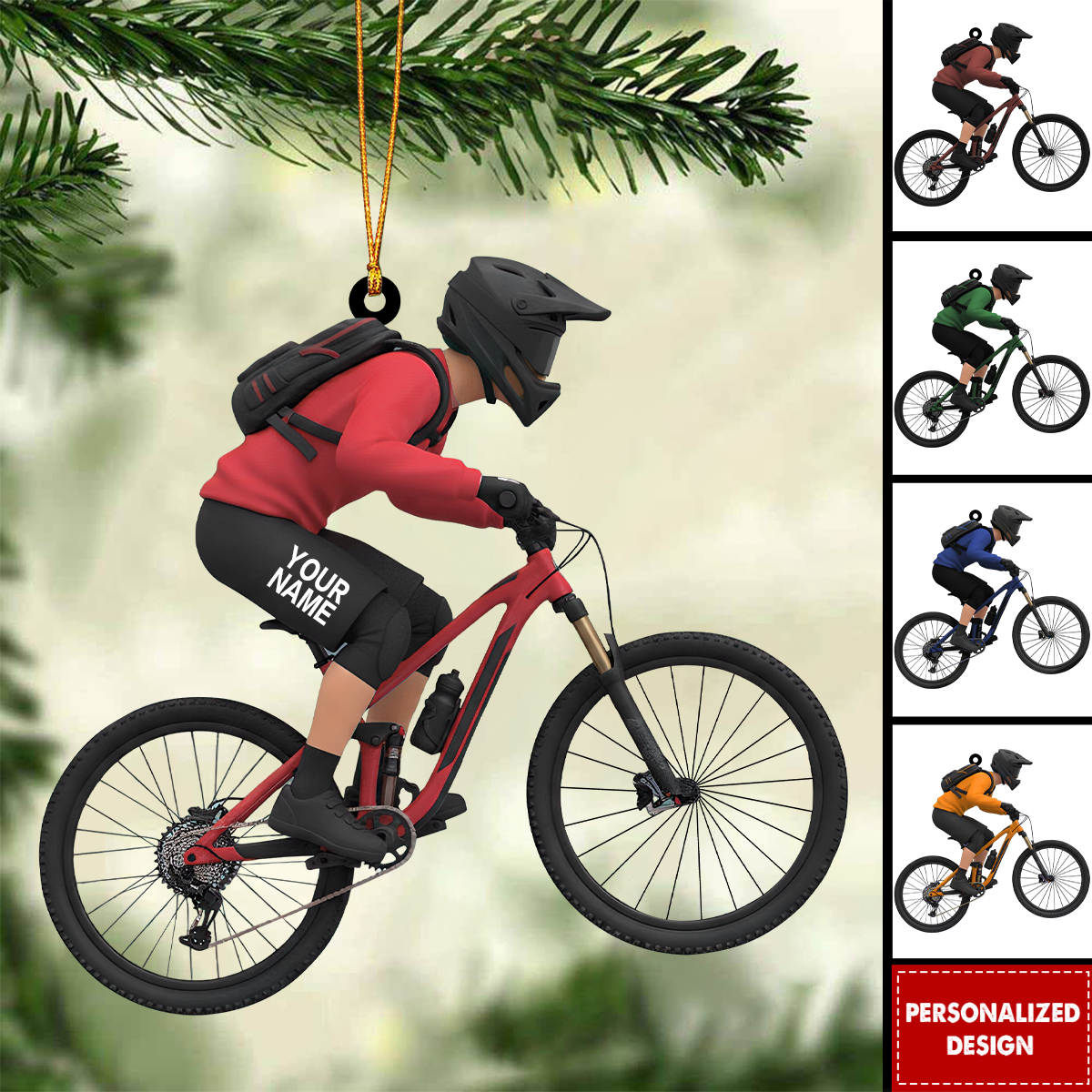 Personalized Mountain Bike Christmas Ornament-Gift for Cyclist Biker Athlete