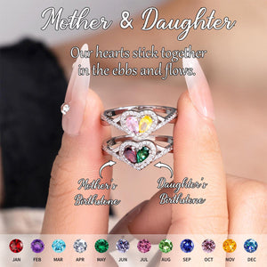 Personalized Mother Daughter Birthstone Ring-Mother's Day Gifts