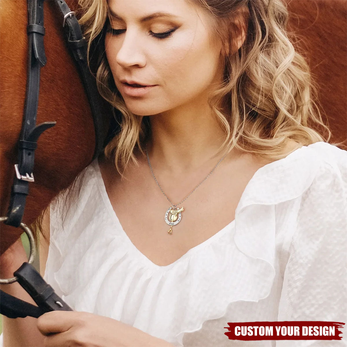 Personalized Horseshoe Saddle Protective Necklace