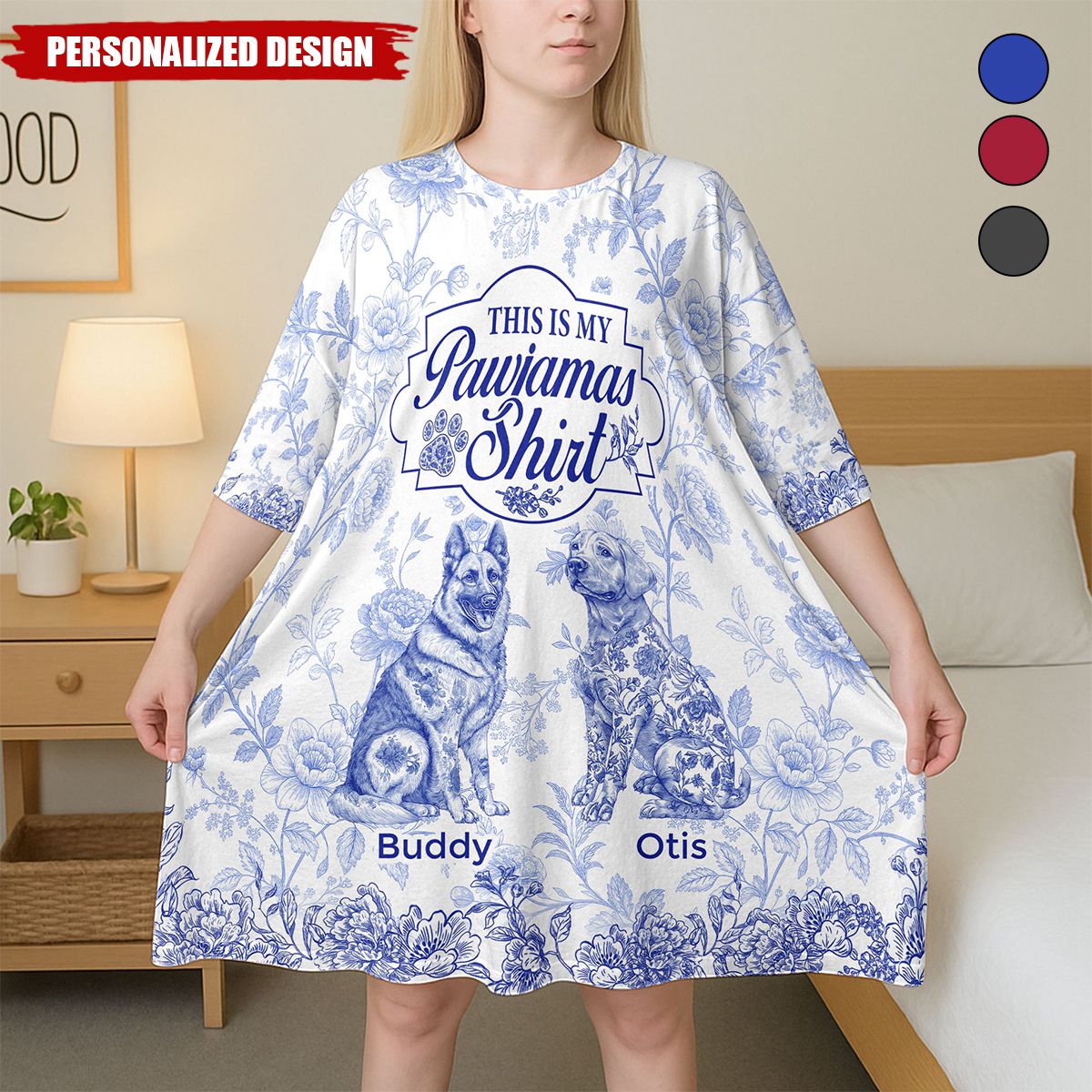 My Pawjamas Shirt Dog Custom Breeds Toile De Jouy Style-Personalized Sleep Tee