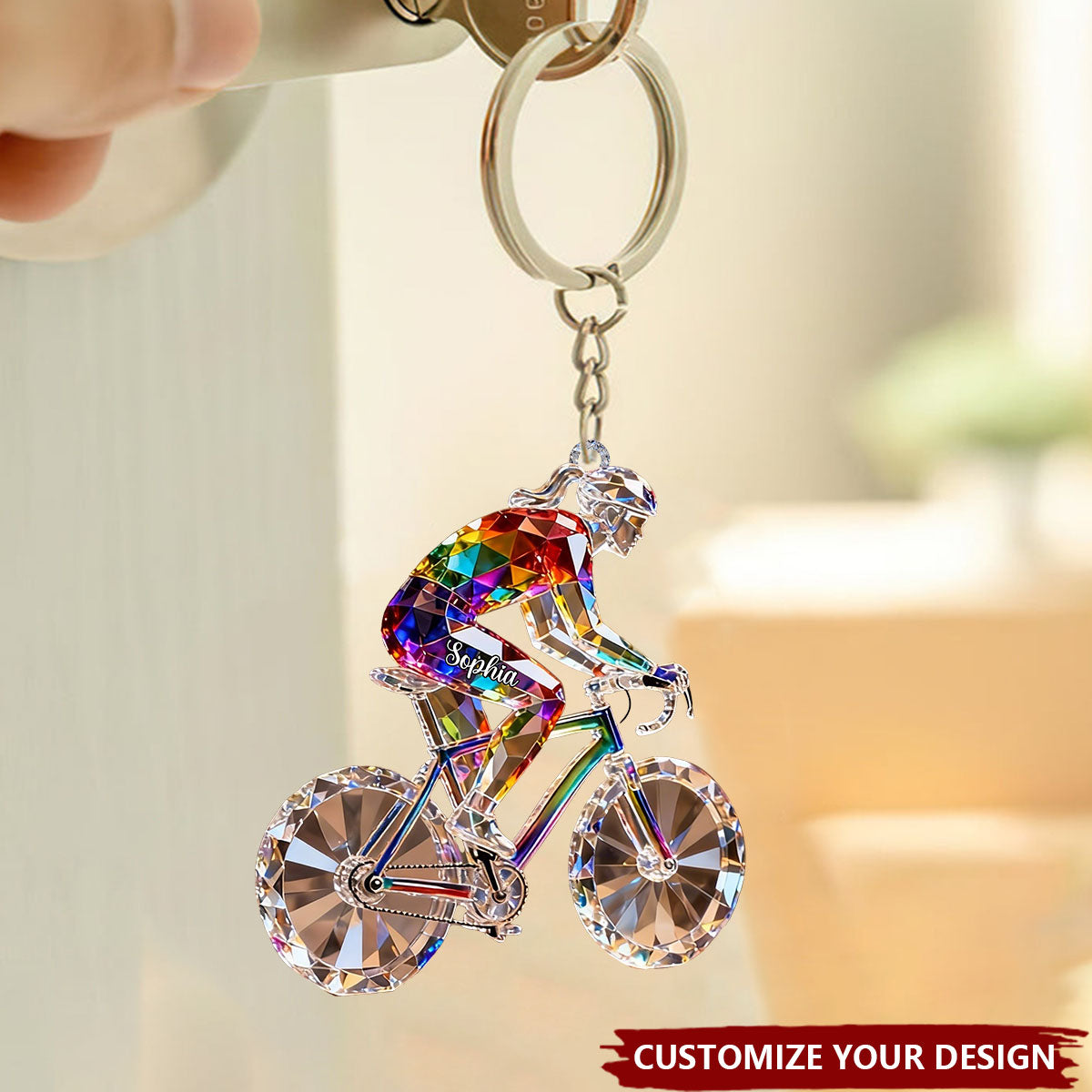 Personalized Bicycle Crystal Keychain - Gift for Cycling Enthusiast And Cyclist