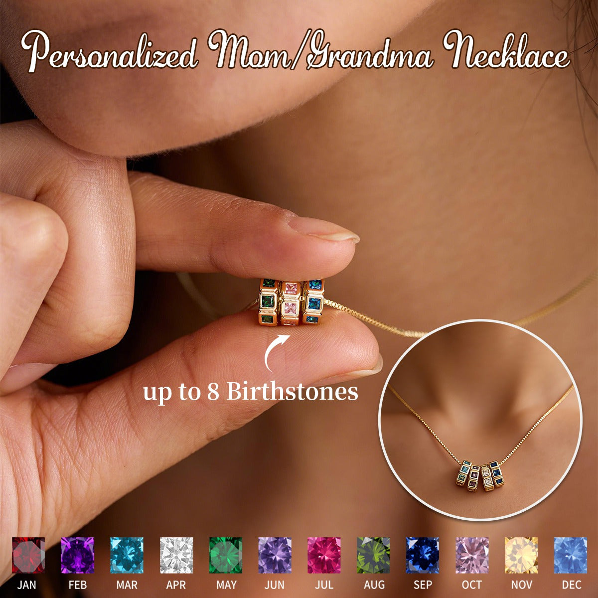 Personalized Circle Birthstone Necklace-Mother's Day Gift