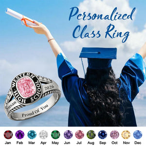 Personalized Graduation Class Birthstone Ring - Graduation Jewelry Gift for Men & Women