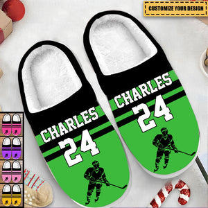 Simply Love Hockey Multicolor - Personalized Fluffy Slippers