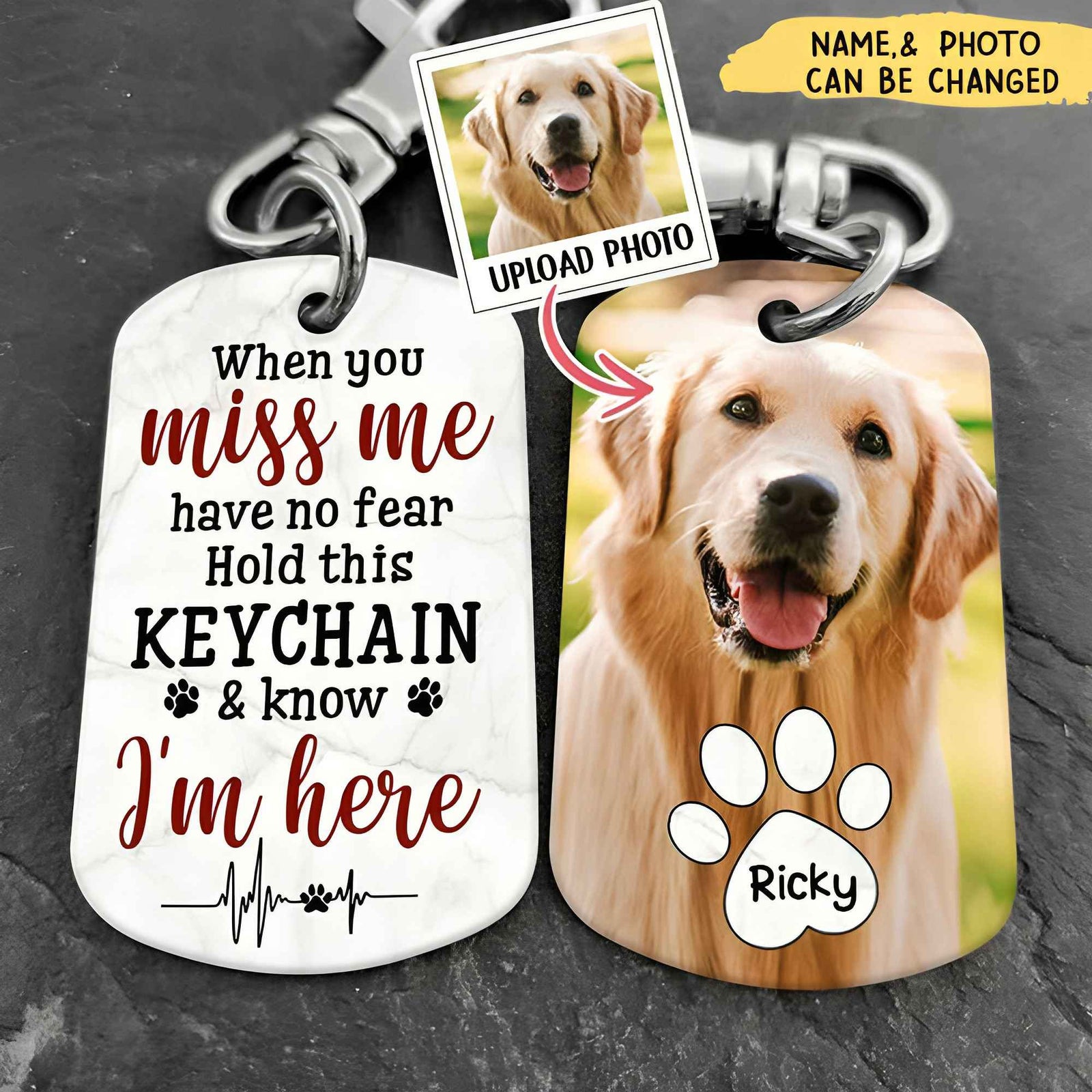 When You Miss Me Have No Fear Personalized Aluminum Keychain Gift For Family,Dog Lovers,Cat Lovers