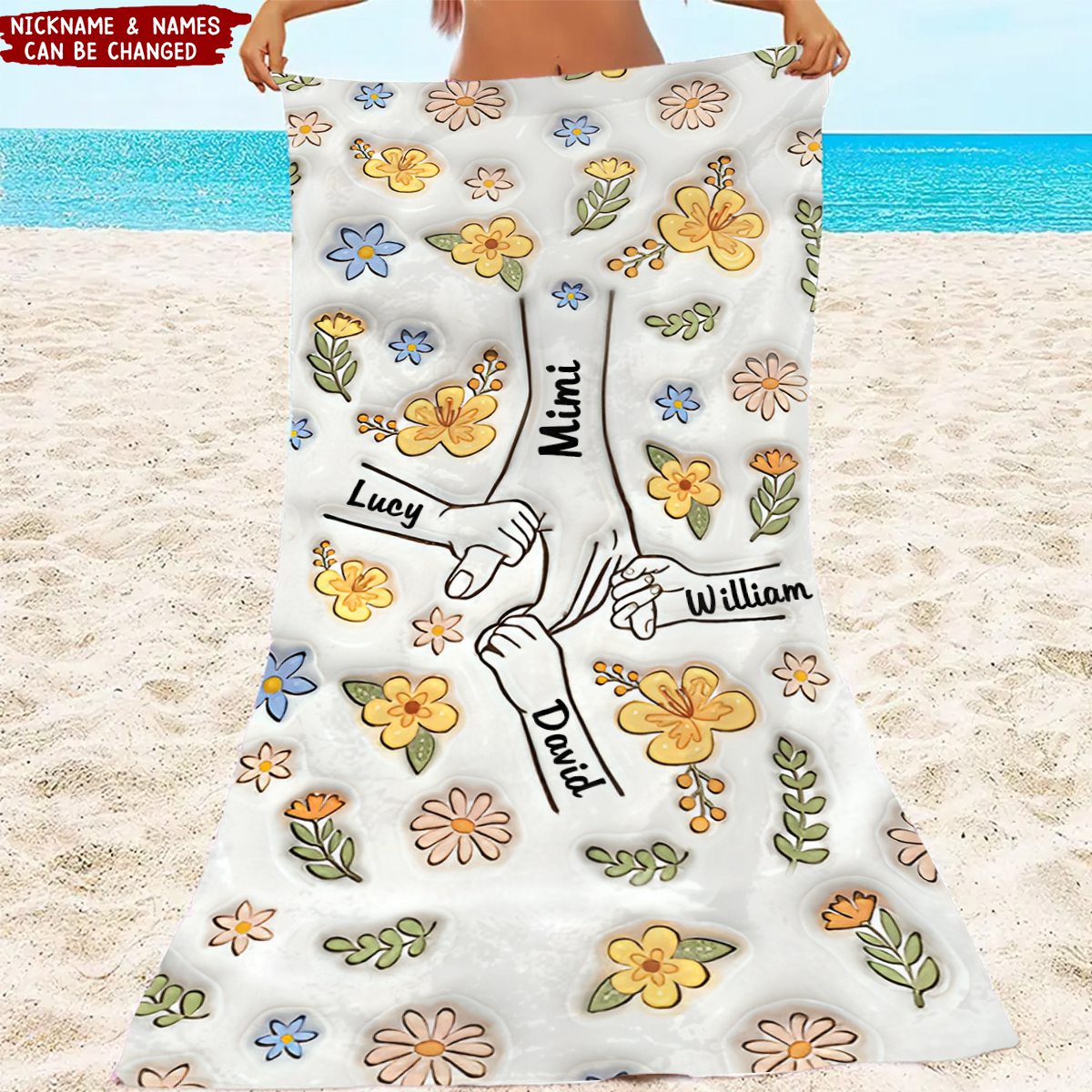 Wonderful Summer With Grandma - Family Personalized Custom Beach Towel - Summer Vacation Gift For Grandma