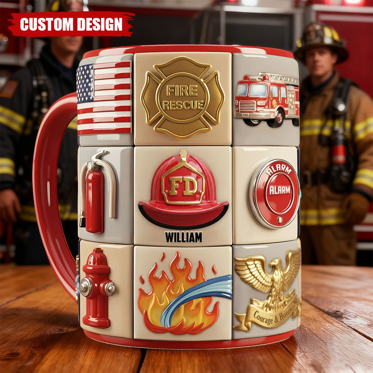 Firefighter Coffee Accent Mug - Personalized Gifts For Firefighter Coffee Mug