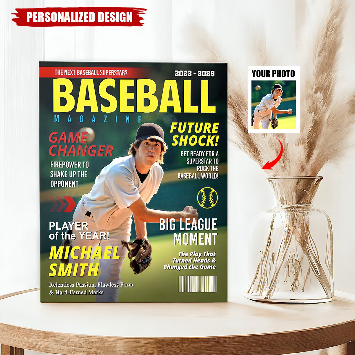 Custom Baseball Magazine Cover, Graduation Gifts for Baseball Player
