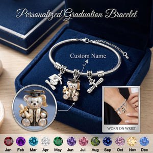 Personalized Graduation Bear Bracelet - Gift For Graduate