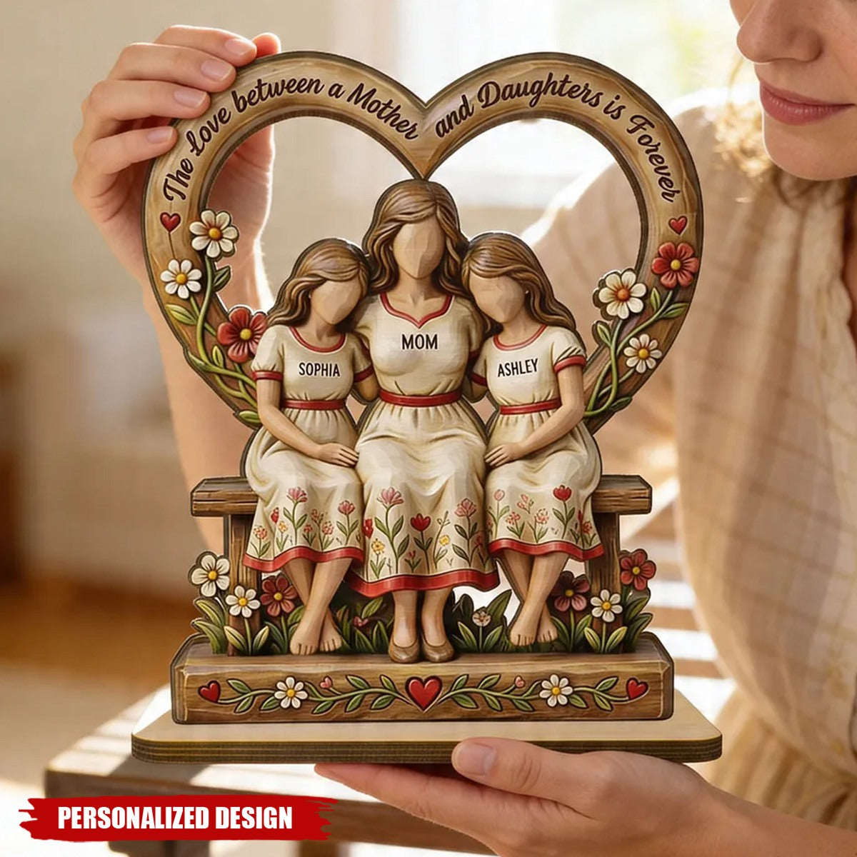 Rooted in Love Mother Daughters-Personalized Wooden Plaque-Gift For Mom