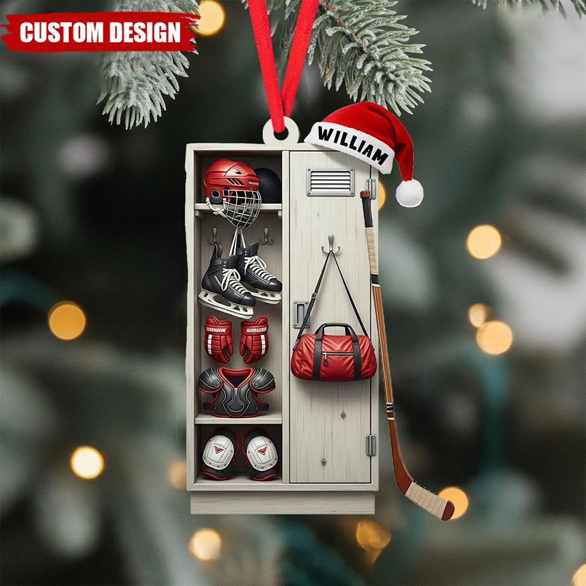 Personalized Hockey Closet Ornament, Flat 2D Ornament, Gift For Colleagues, Gift For Hockey Lover, Christmas Tree Hanging Decor