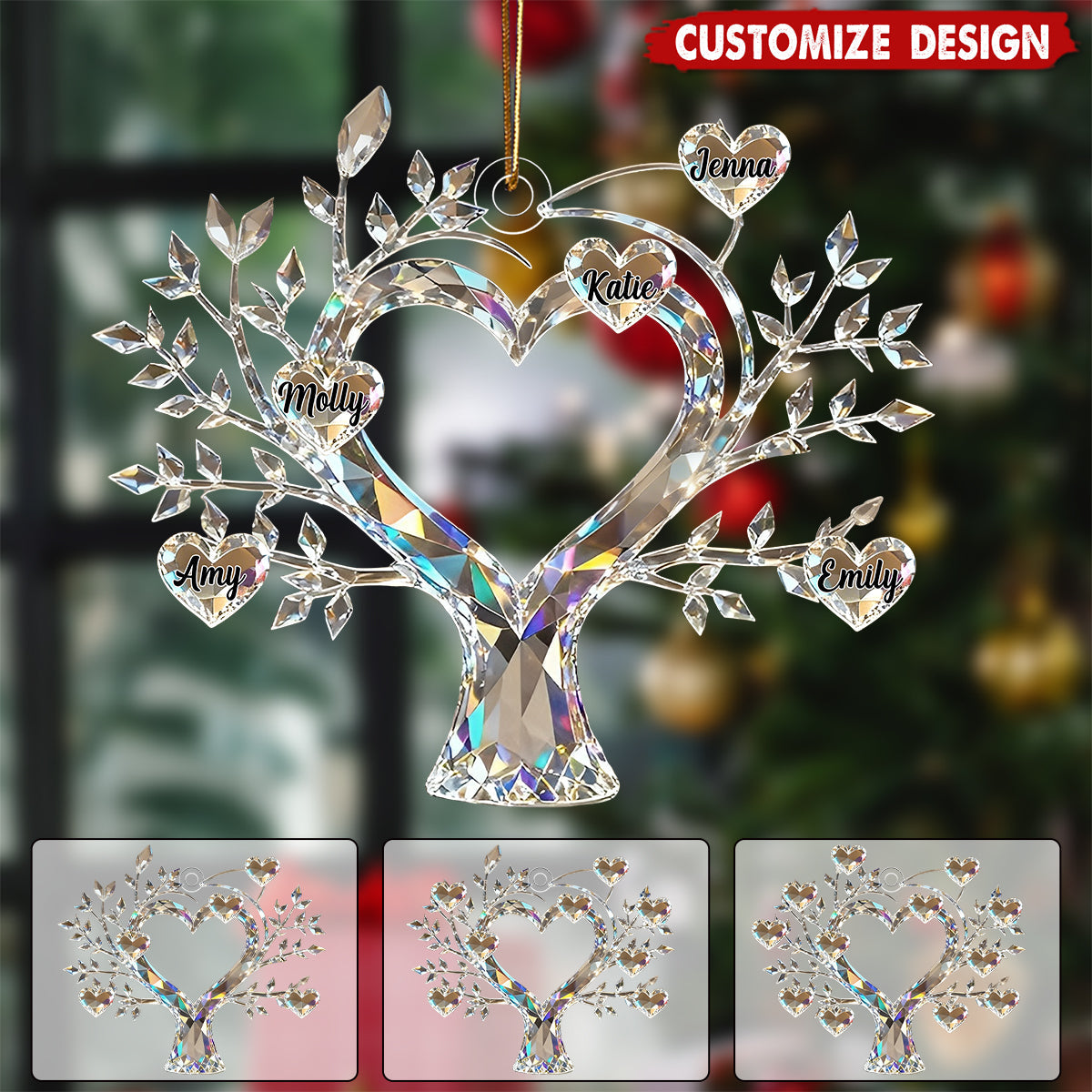 Personalized Tree of Life Family Member Crystal Ornaments