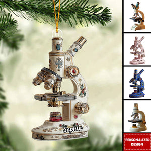 Personalized Microscope Christmas Ornament Gift For Lab Lovers