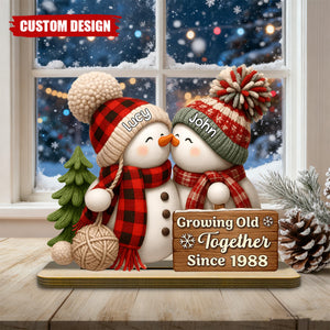 Snowman Couple Light Box - Romantic Winter Gift Plaque