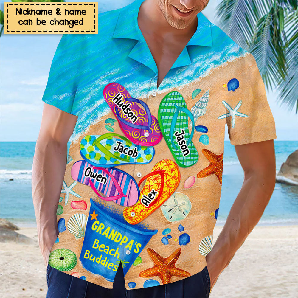 Nana's/Grandpa's/Mom's Beach Buddies Summer Flip Flop Personalized Unisex Hawaiian Shirt