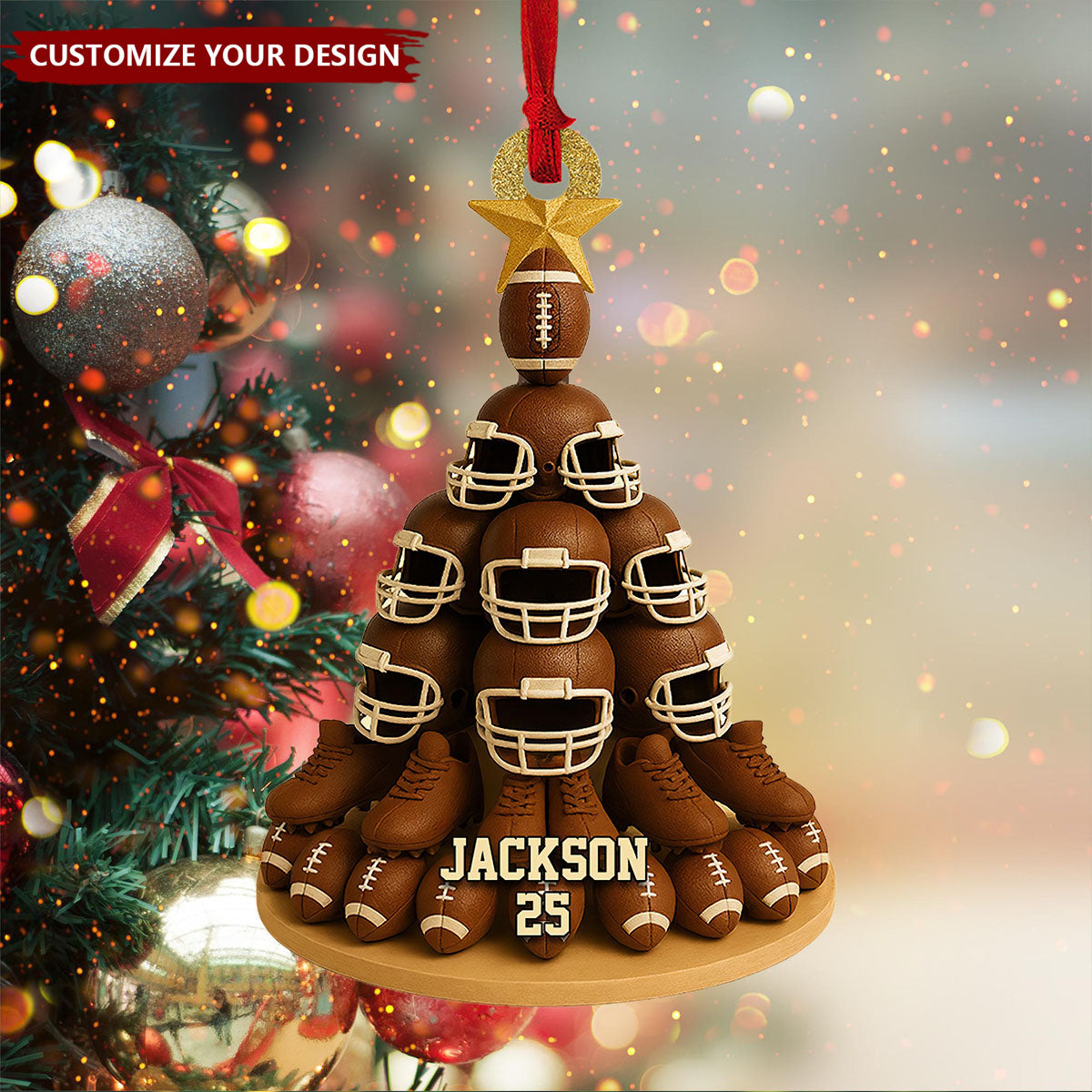 Personalized American Football Christmas Ornament, Unique Gift For Football Lovers