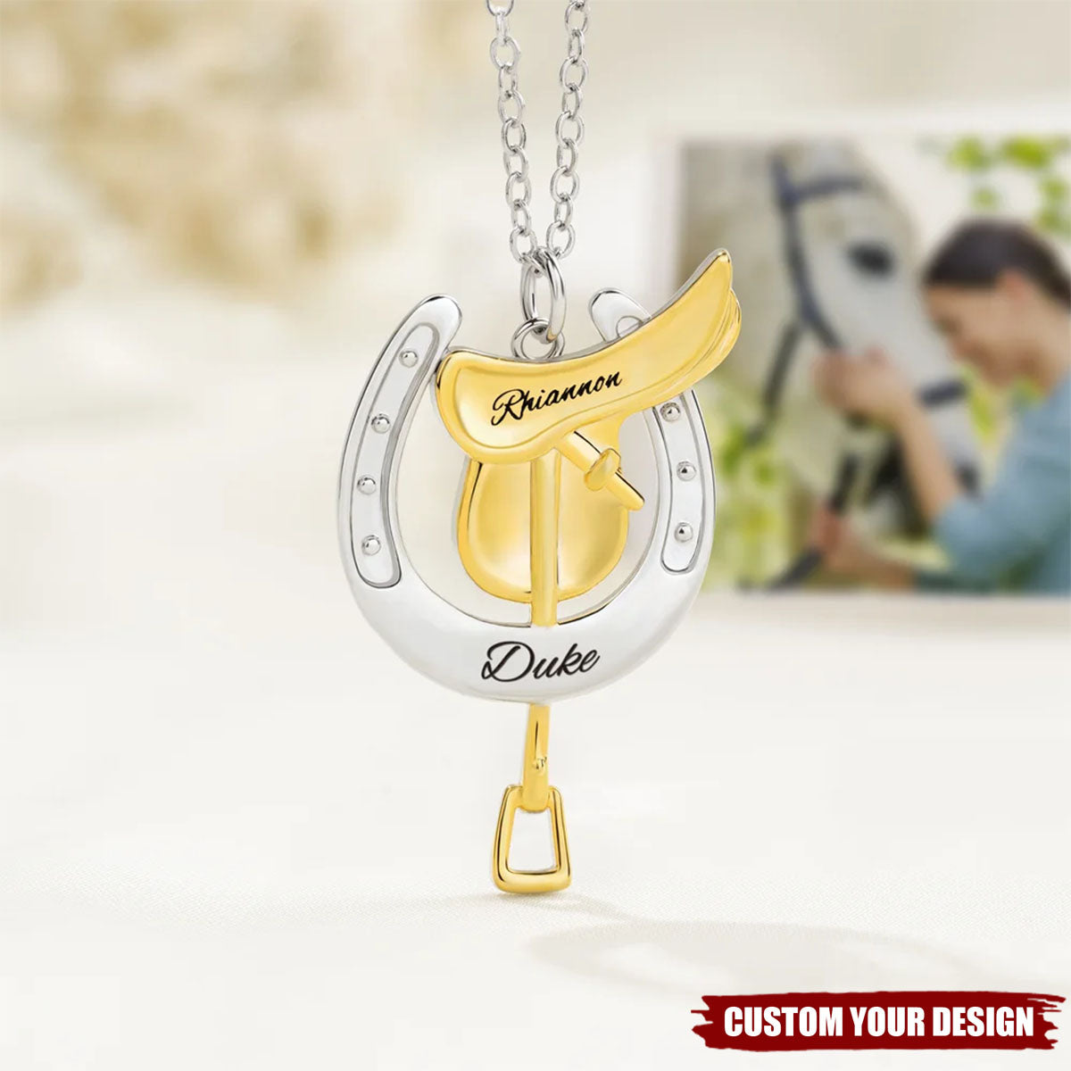 Personalized Horseshoe Saddle Protective Necklace