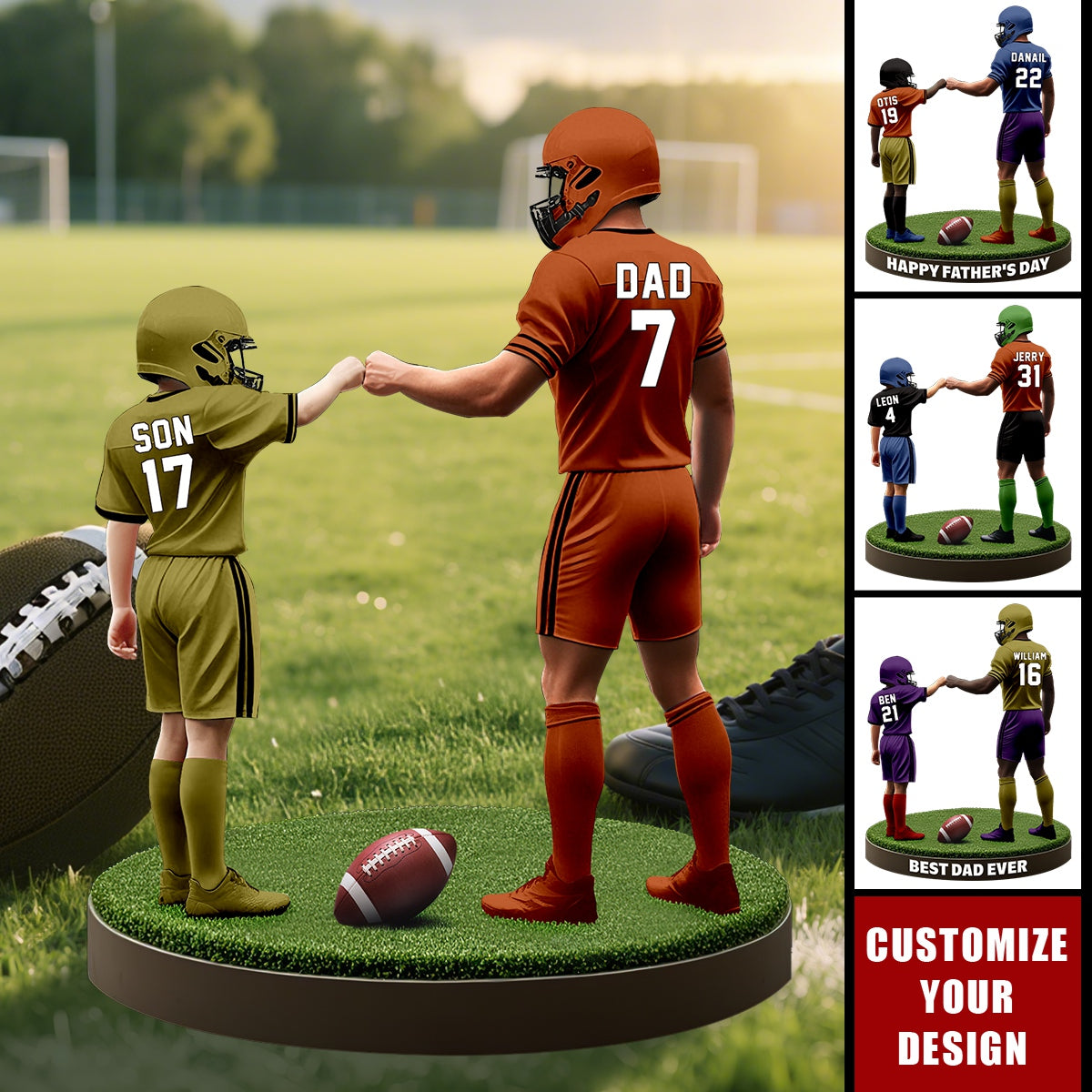 Football Dad And Kid - Personalized Acrylic Plaque, Father's Day Gift for Dad, Gift for Husband