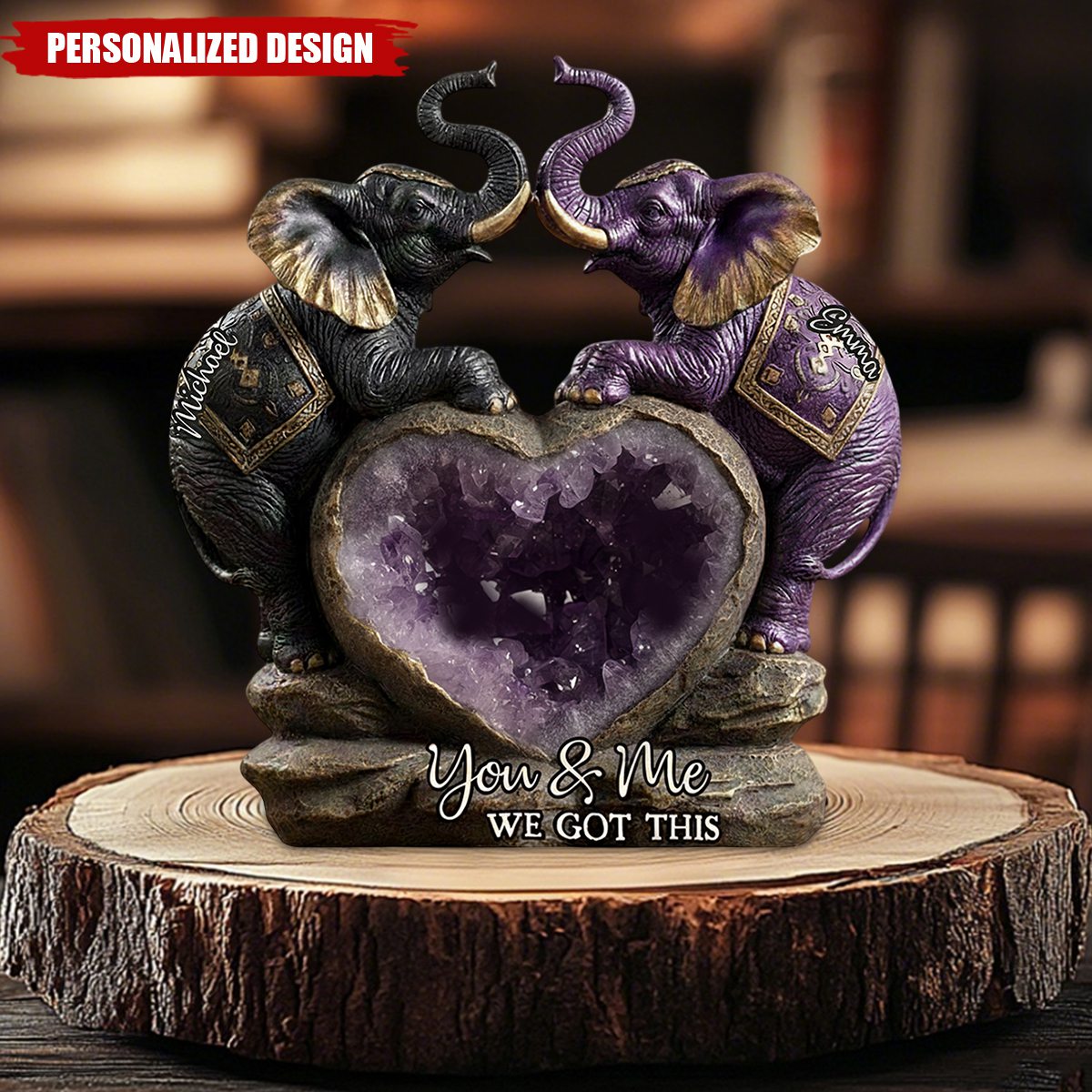 You & Me We Got This-Personalized Elephant Acrylic Plaque