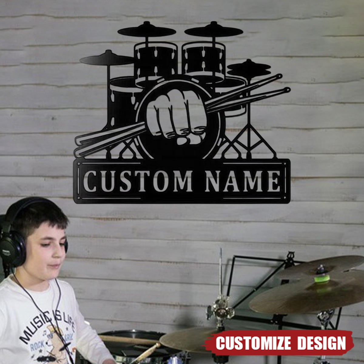 Personalized Drums Music Metal Decoration - Gift For Drums Lovers