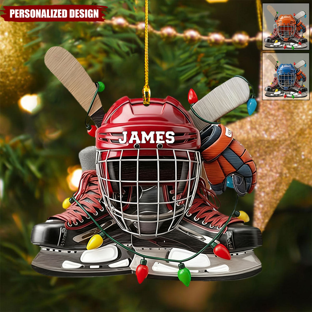 Personalized Ice Hockey Ornament Gift for Boys Girls Hockey Fans