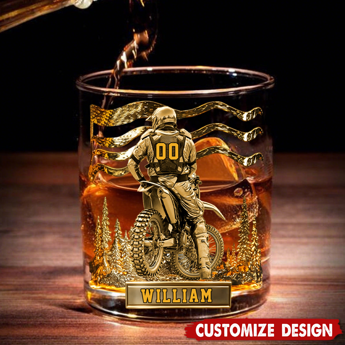 Personalized Motocross Racer Whiskey Glass