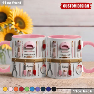 Personalized Nail Tech Accent Mug - Gift for Nail Salon Professionals