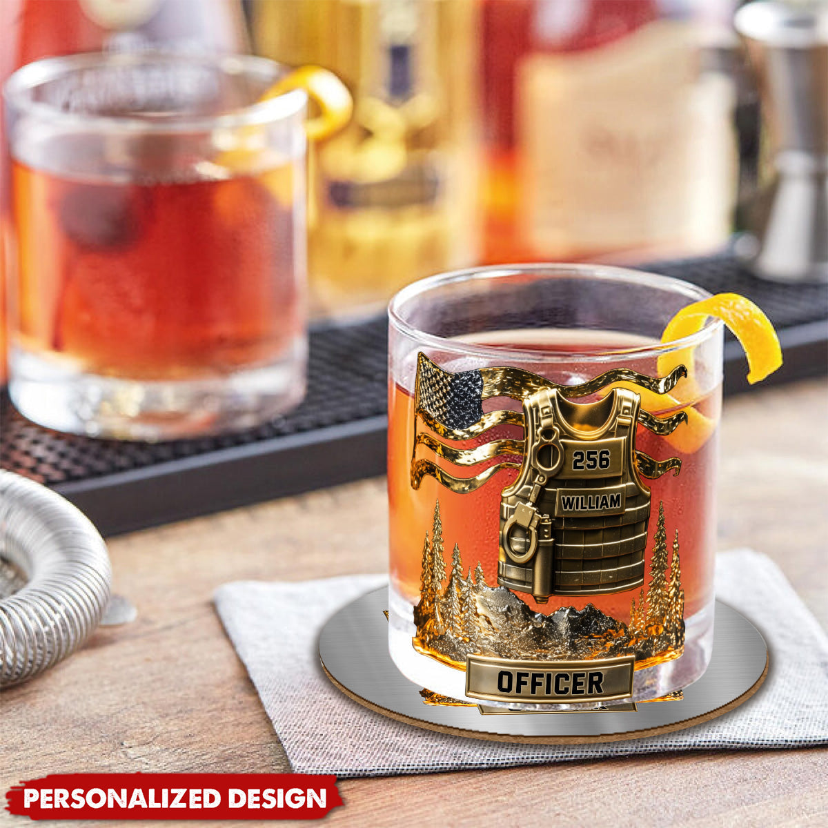 Serve And Protect - Personalized Police Officer Whiskey Glass