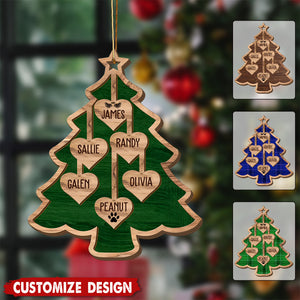 Personalized Wooden Family Tree Christmas Ornament - Gift For Family