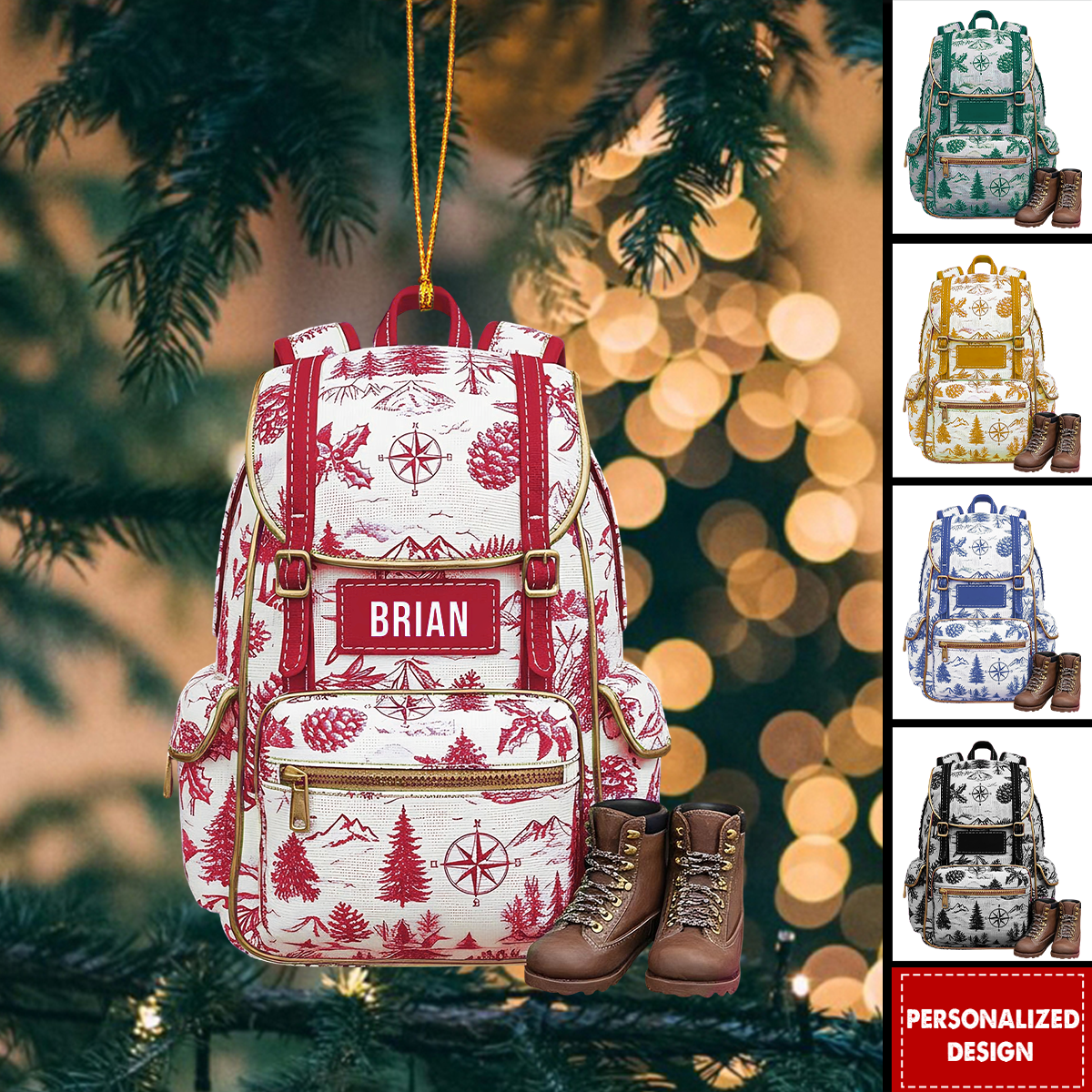Personalized Hiking Backpack Christmas Ornament-Gift for Traveler