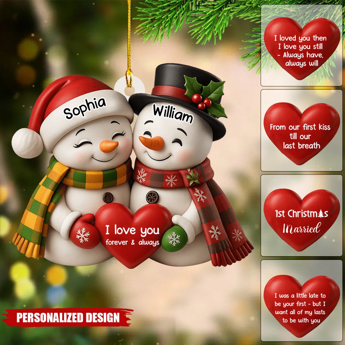 Our Christmas Together-Personalized Snowmen Ornament
