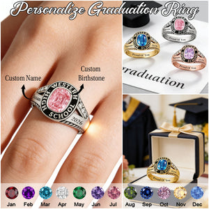 Personalized Graduation Class Birthstone Ring - Graduation Jewelry Gift for Men & Women