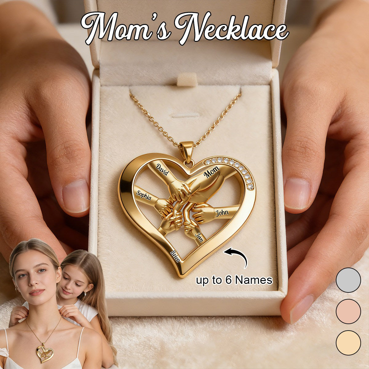 Personalized Mother Shaped Metal Pendant Necklace-Gift For Best Mom, Grandma Ever