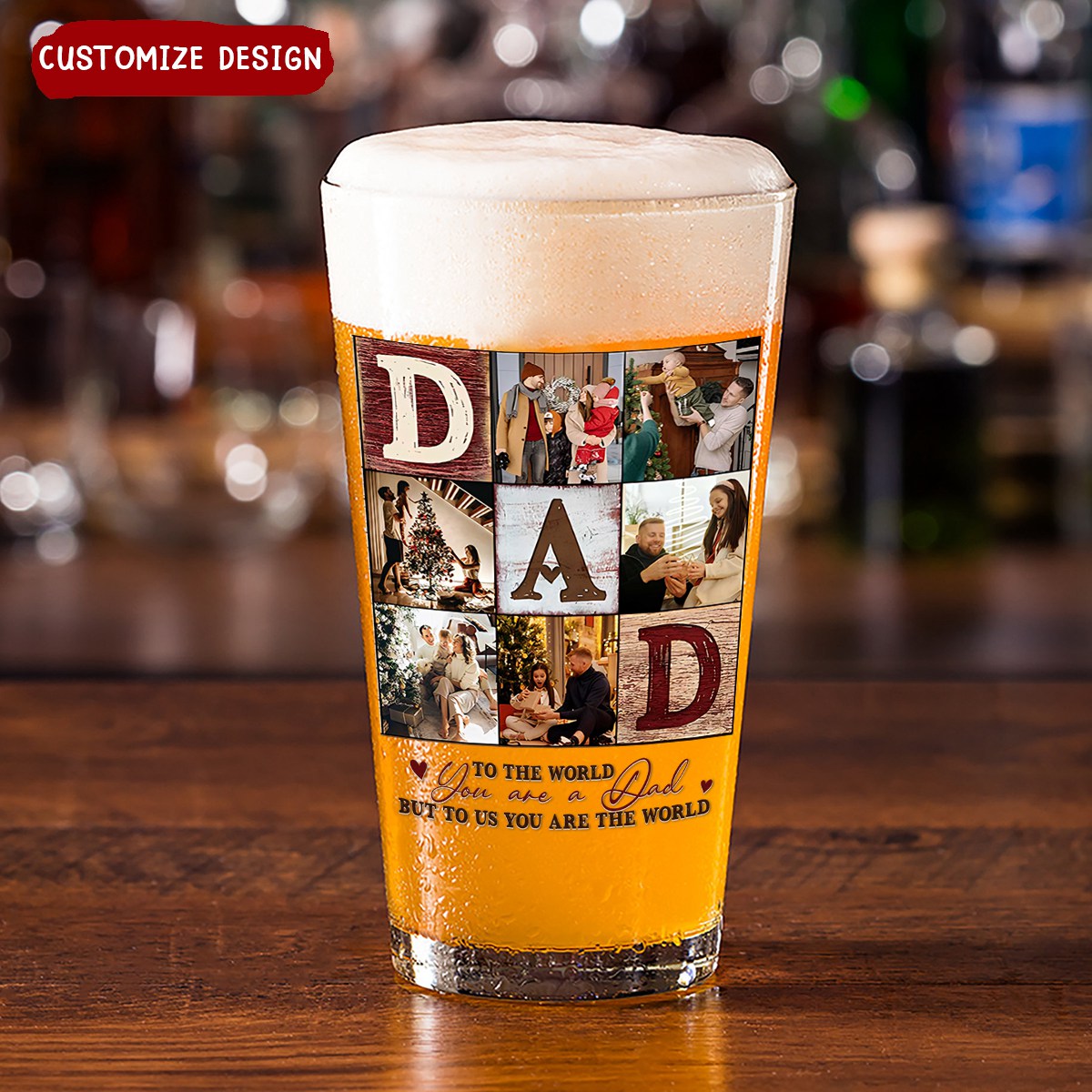 Dad Photo Collage - Personalized Beer Glass - Gifts For Dad, Best Father's Day Gifts