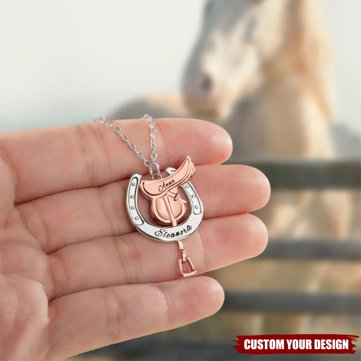 Personalized Horseshoe Saddle Protective Necklace