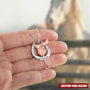 Personalized Horseshoe Saddle Protective Necklace