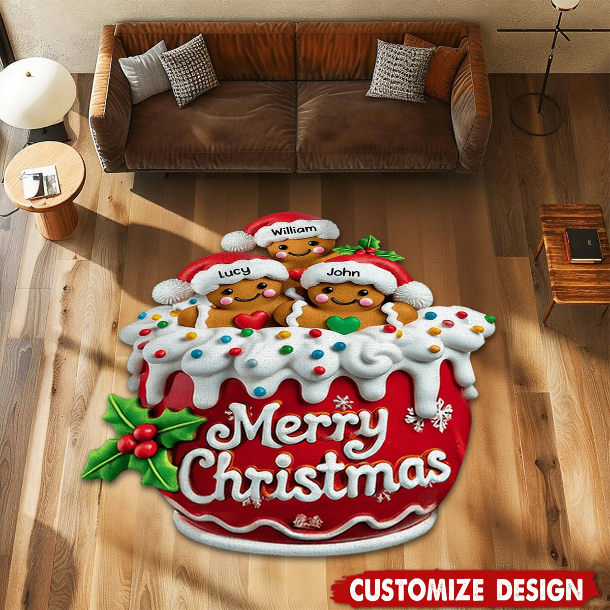 Personalized Gingerbread Doormat/ Rug - Christmas Gift For Family