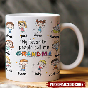 Personalized Mug-My Favorite People Call Me Grandma Doodle Colorful