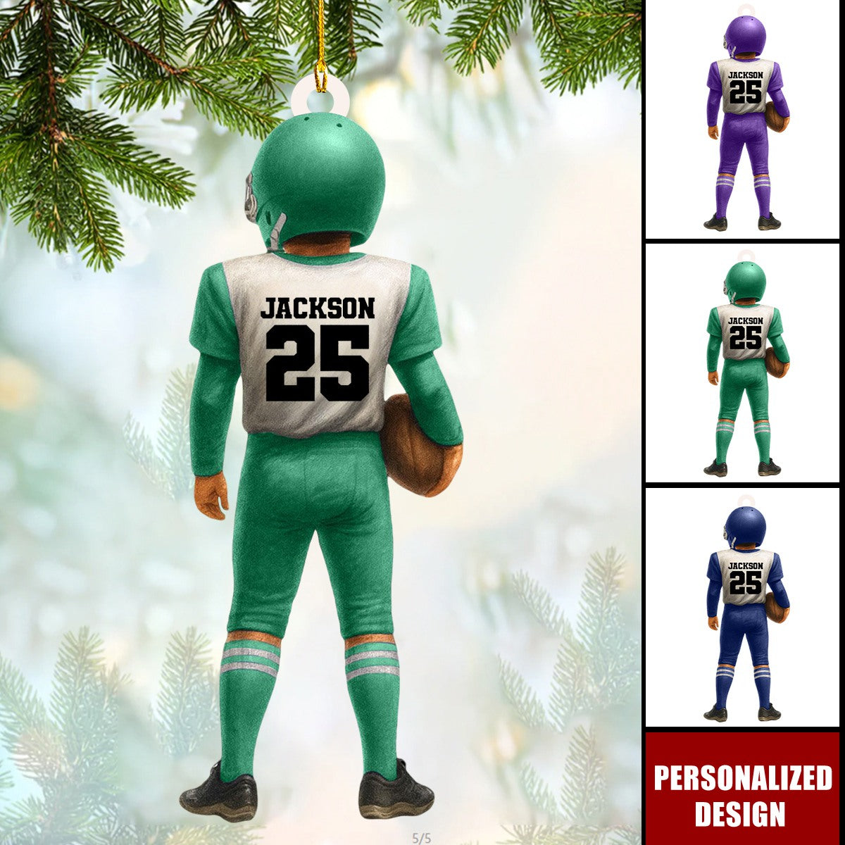 Personalized Kid Football American Christmas Ornament Gift for Football Player
