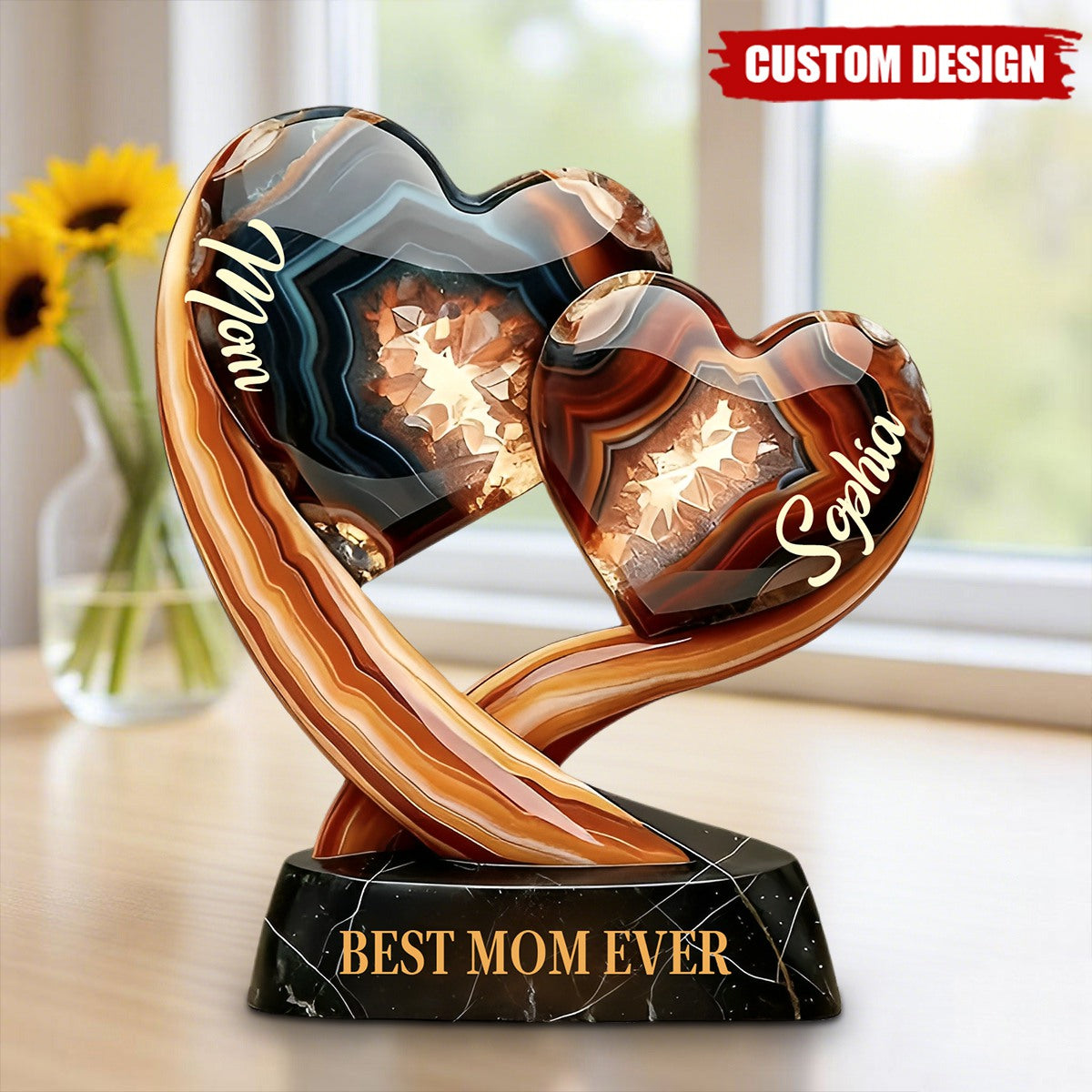 Together Forever - Personalized Mom/Nana&Kid Two Heart Acrylic Plaque-Mother's Day Gift