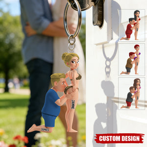 Naughty Couple Acrylic Personalized Keychain - Gifts For Couple