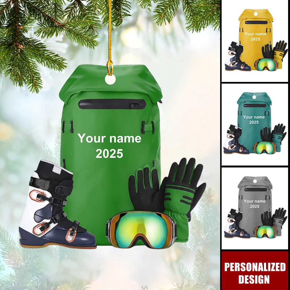 Personalized Ski Gear Ornament Gift For Skiing Lover