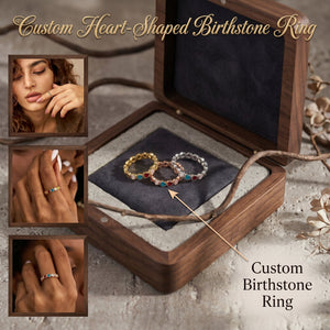Personalized Birthstone Heart Ring - Mother's Day & Anniversary Gift
