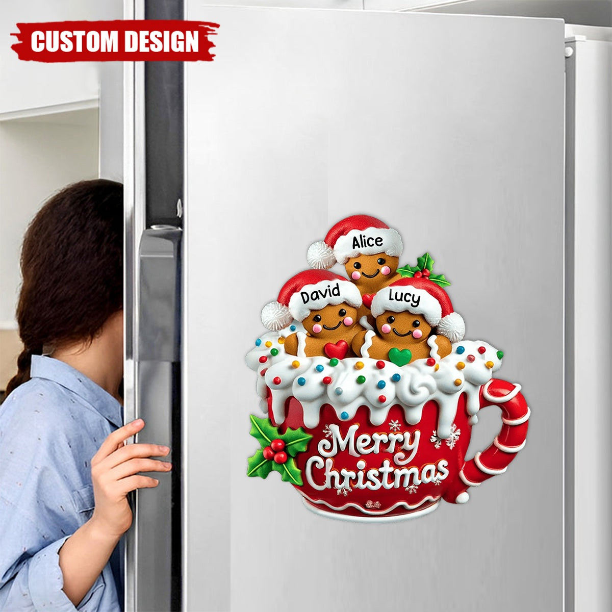 Merry Christmas - Personalized Decal/Sticker, Gift For Family