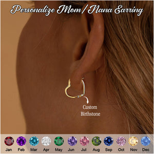 Personalised Birthstone Heart Earrings-Mother's day gift