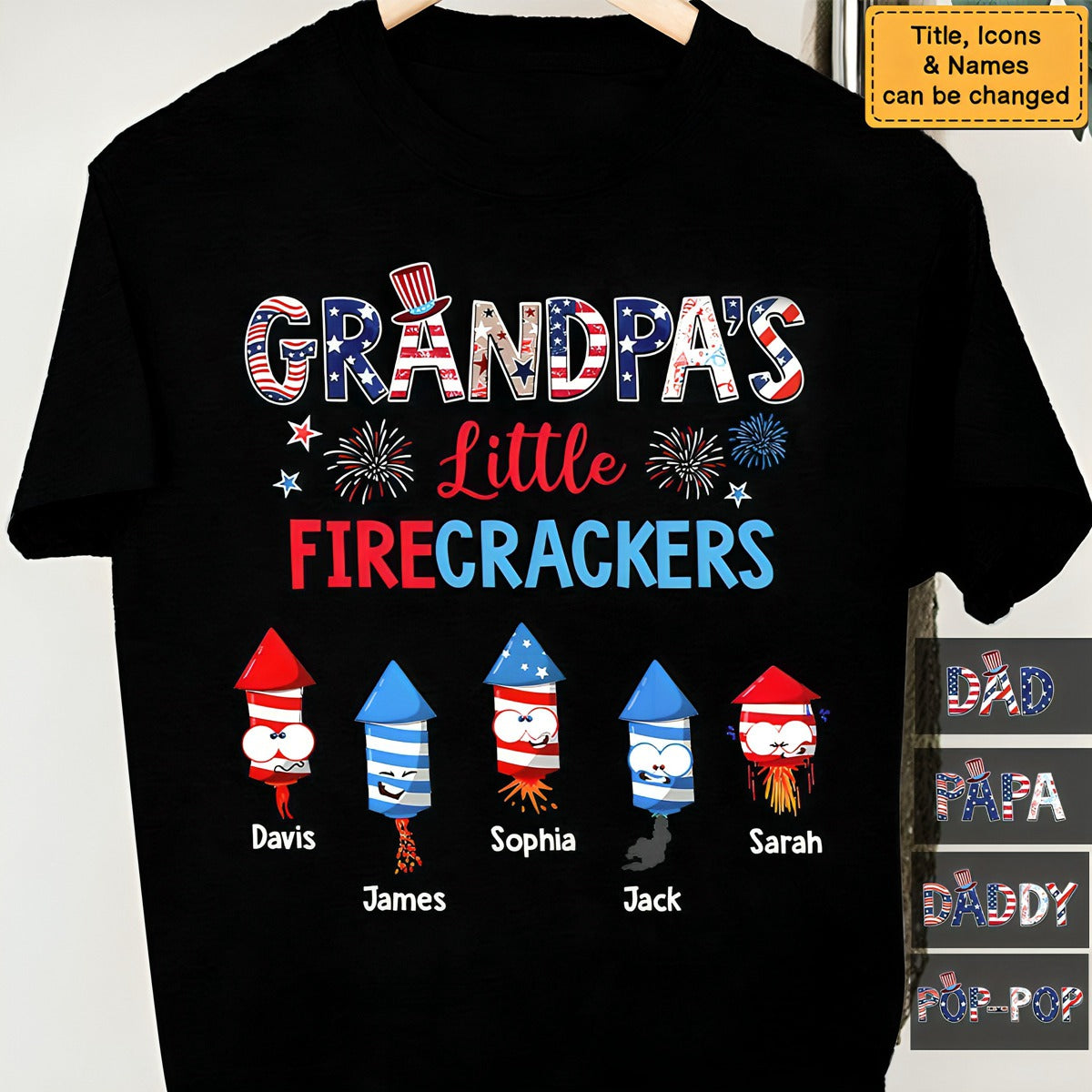Gift For Grandpa Grandpa's Little Firecrackers T-Shirt