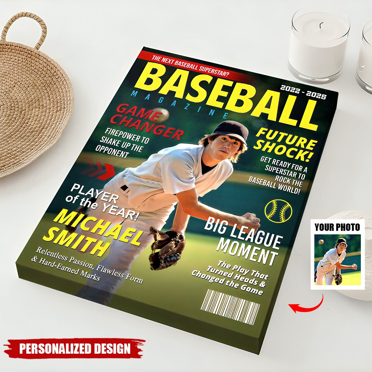 Custom Baseball Magazine Cover, Graduation Gifts for Baseball Player