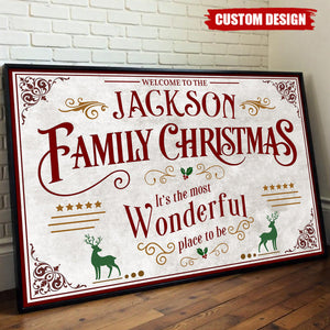 Welcome To The Family Christmas, Wonderful Place To Be, Horizontal Poster, Gift For Home Owners and Families