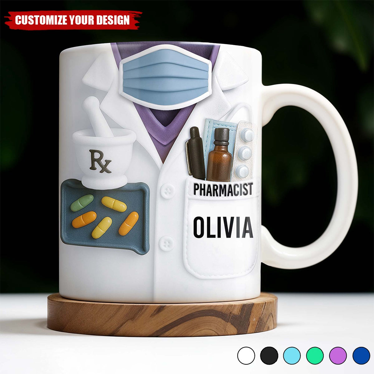 Celebrate Your Favorite Pharmacist, Medical Tools And Uniform, Personalized Custom Coffee Mug, Gift For Healthcare Workers