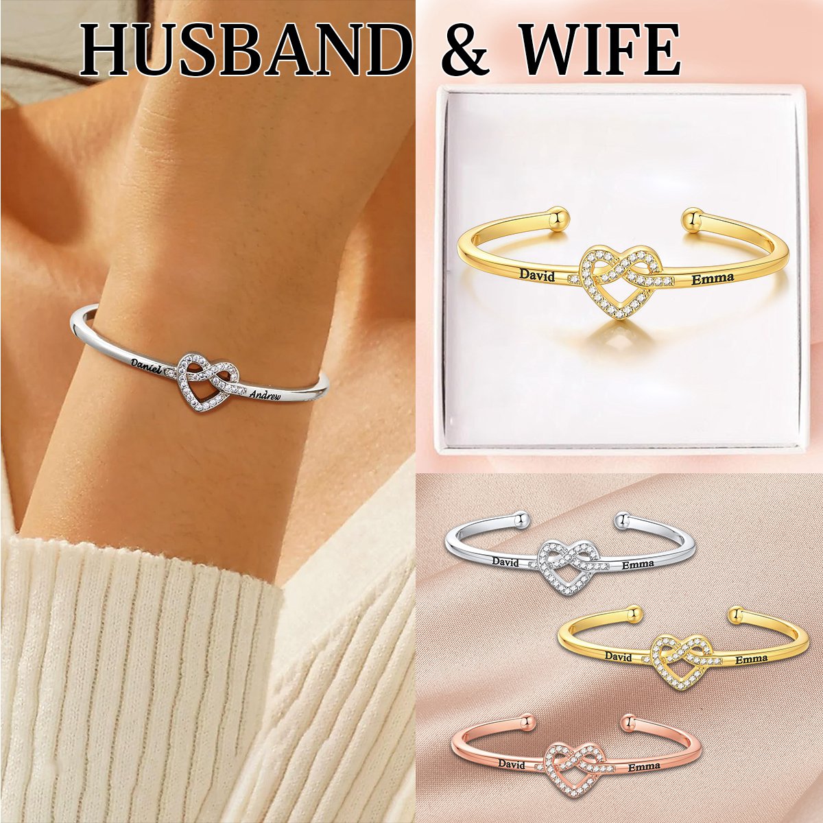 Love Knot Bracelet-Personalized Copule Bracelet-Gift For Lover